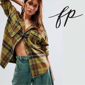 We The Free Izzy Cargo Oversize Flannel Shirt